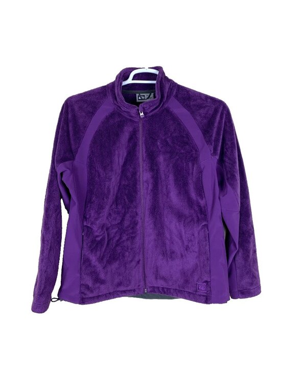REI Jackets & Blazers - REI  Womens XL Fleece Jacket Zip Pockets Fuzzy Purple Outdoor Spring